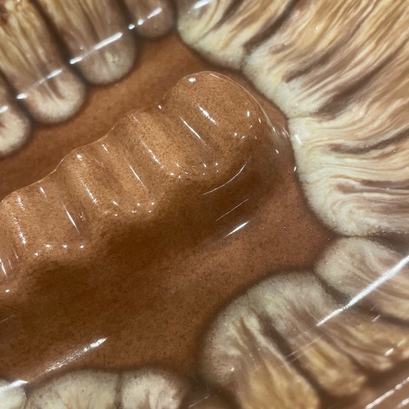 Vintage MCM drip style Pottery Leaf-Shaped Ceramic Ashtray circa 1960s signed - Picture 5 of 7